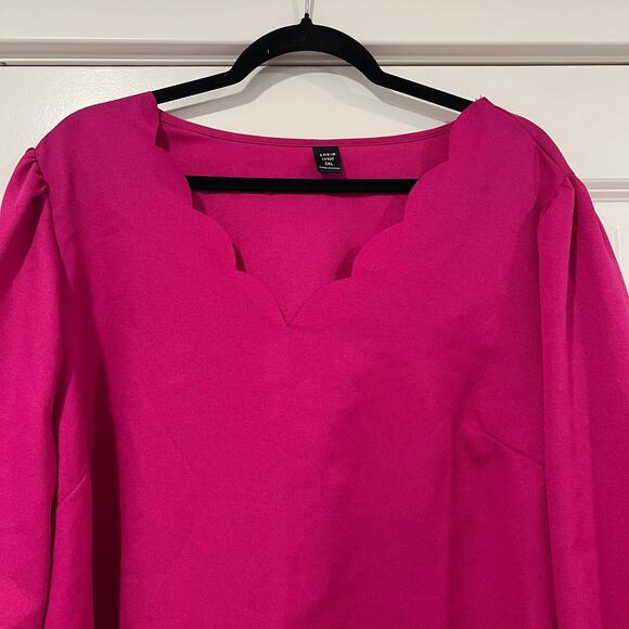 Shein Curve Women's Plus Size Bright Pink Long Sleeve Blouse Size‎ 1x - Picture 3 of 6